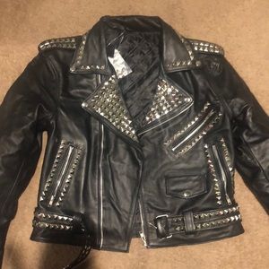 Studded Black Moto Leather Jacket